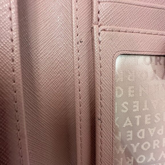 Kate Spade Saffiano Leather Wallet Multiple Card Holder Back Zippered Rose Pink - Picture 6 of 12